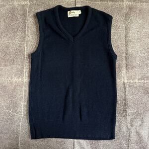 Men's Vintage 70's Barclay Acrylic Navy Blue V Neck Pullover Sweater Vest Sz M
